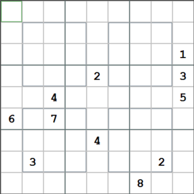 A Windoku starting with 26 empty cells